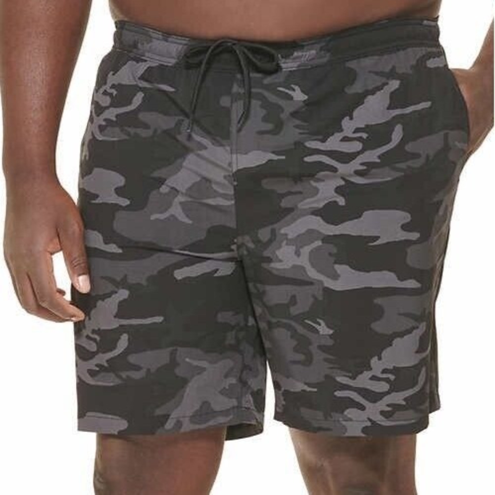 Kirkland Swim Shorts Men Large Comfort Waist Brief Liner Camo Zippered Pocket